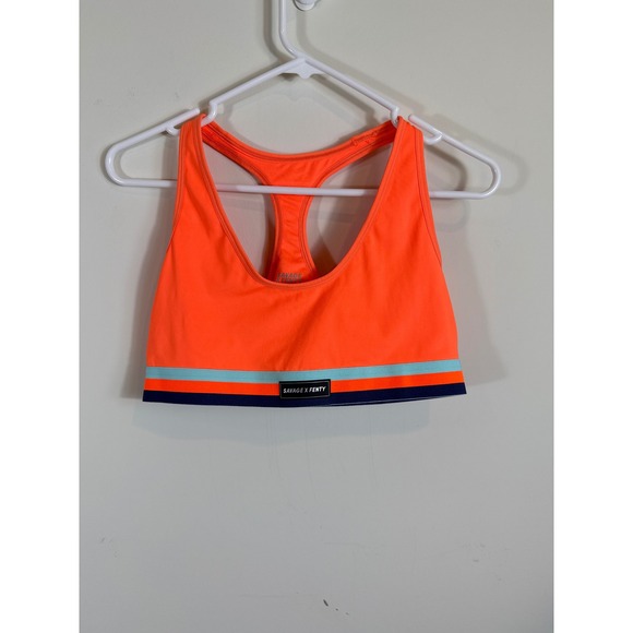 Savage X Fenty Racerback Sports Bra Neon Orange Activewear Top Women Size Medium - Picture 1 of 5